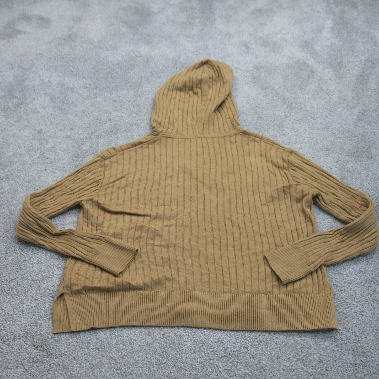 Banana Republic Women Hooded Sweater Full Zip Up Long Sleeve Tan Khaki SZ Medium