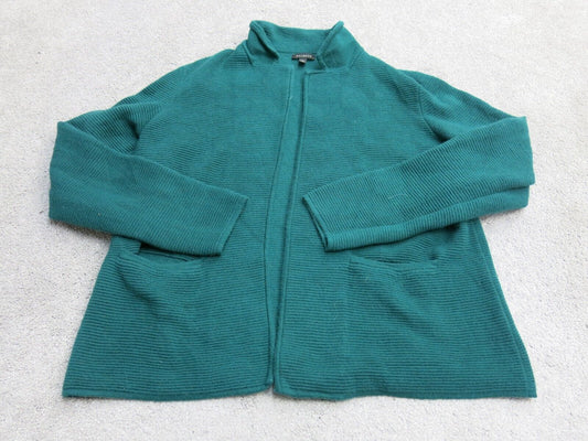 Talbots Womens Cardigan Knitted Sweater Long Sleeves Teal Green Size Small