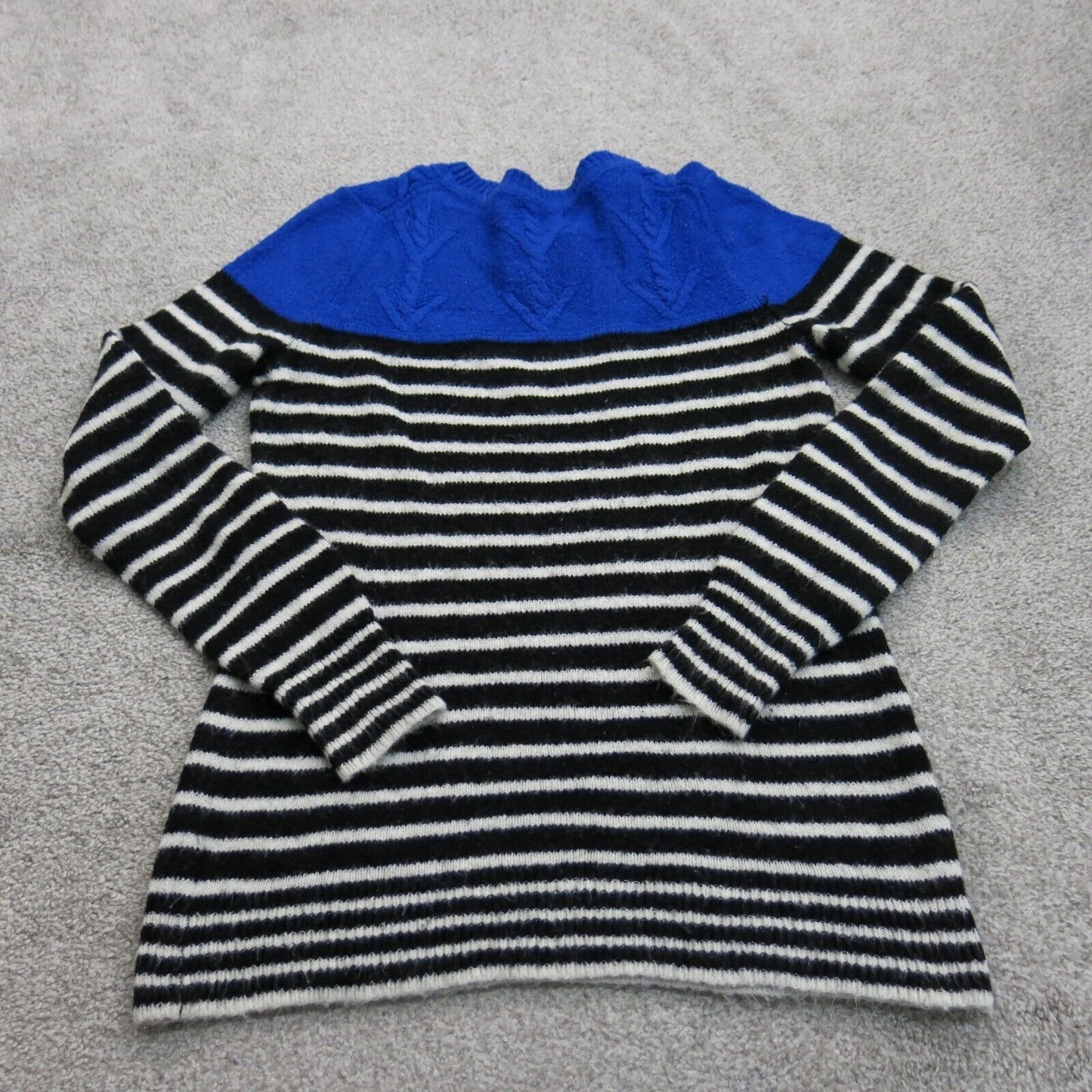 Gap Womens Striped Pullover Sweater Crew Neck Long Sleeves Black White Blue Sz M