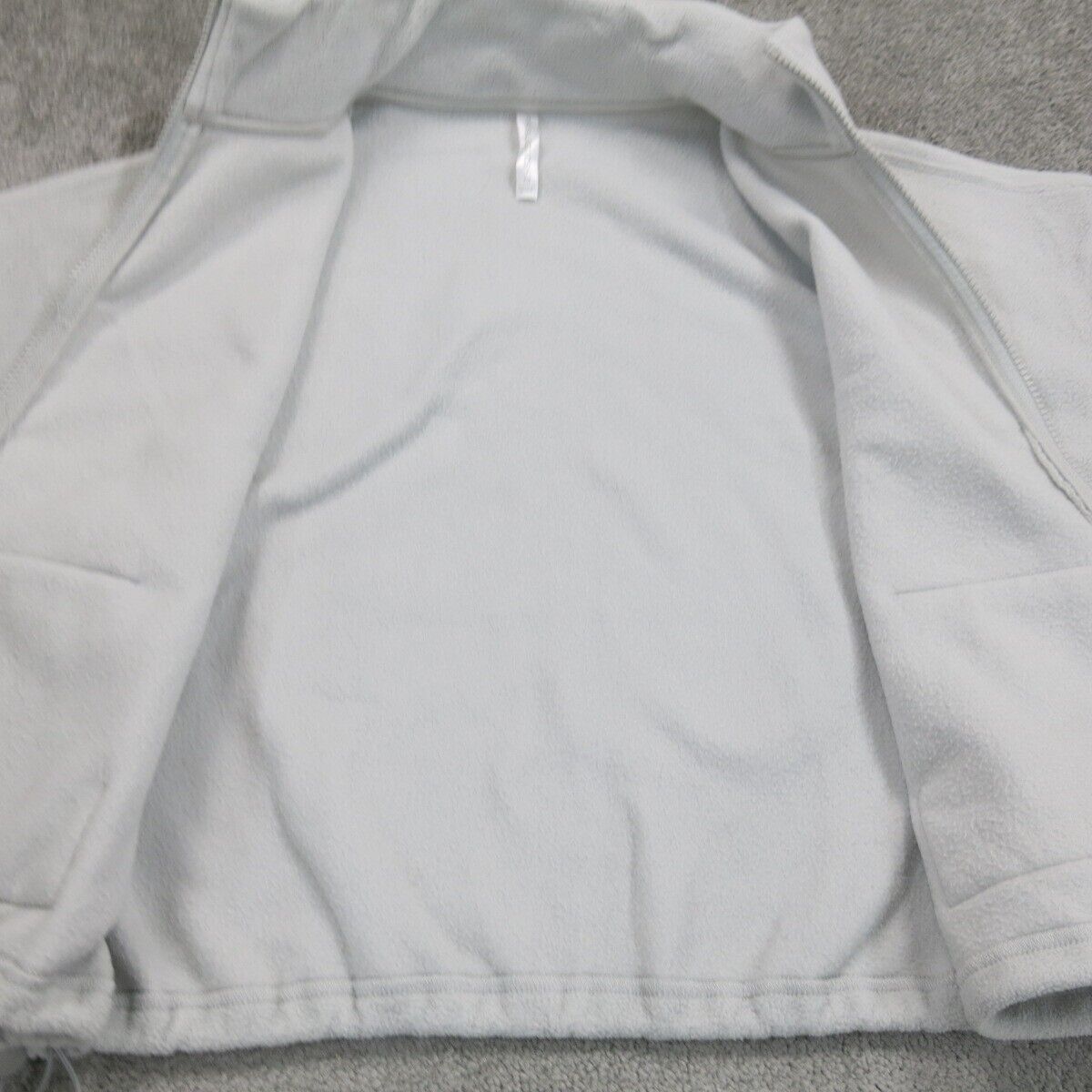 Fabletics Women Full Zip Up Fleece Jacket Mock Neck Long Sleeves Off White SZ M