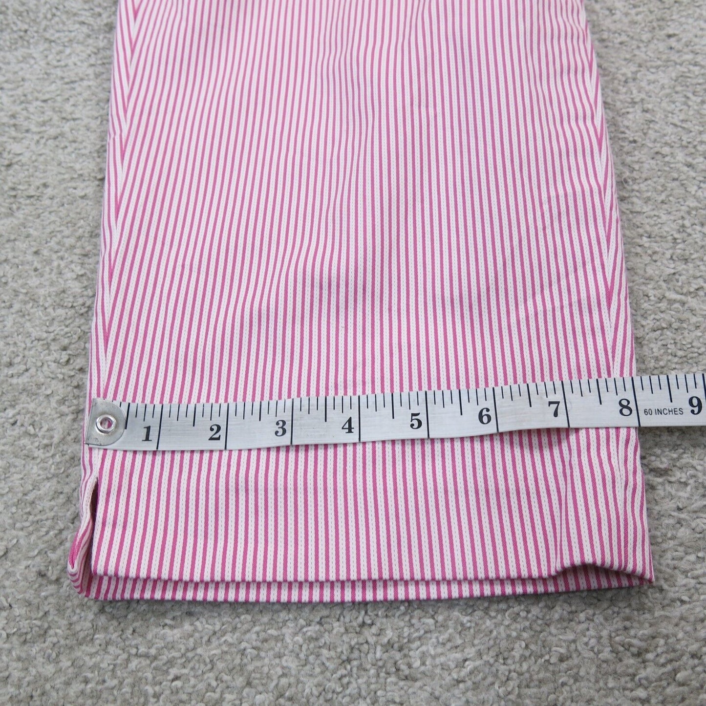 Talbots Womens Pant Cropped Mid Rise Heritage Striped Pink White Size 14