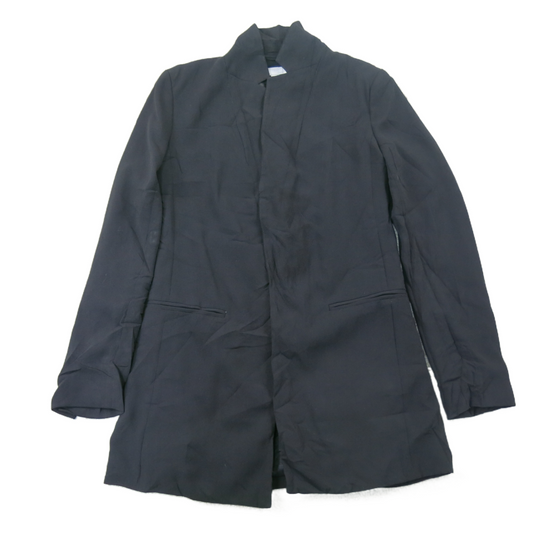 H&M Womens Over Coat Long Sleeves Open Front Pockets Solid Black Size 8