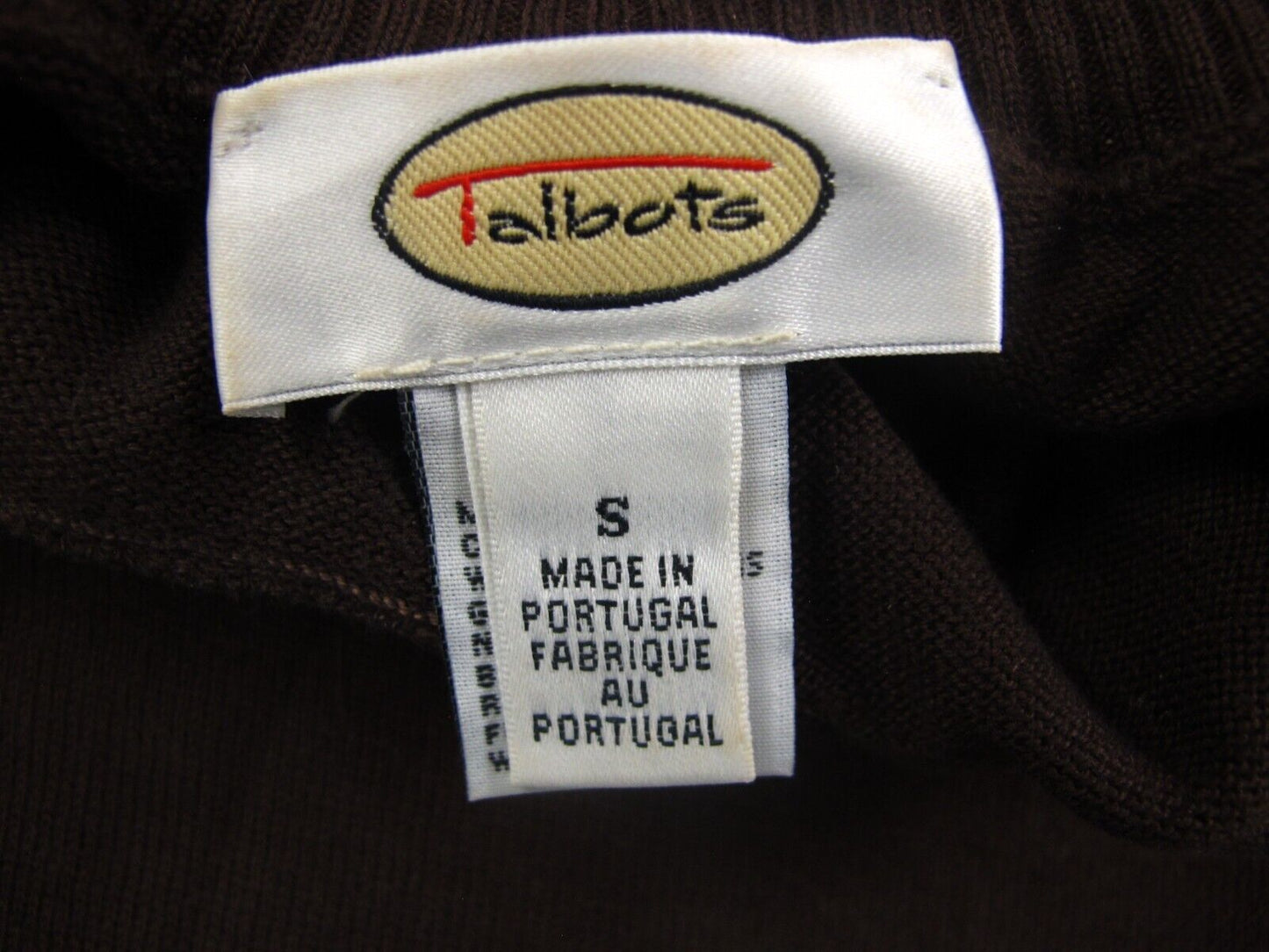 Talbots Women Pullover Sweater Knitted Long Sleeve Mock Neck Dark Brown SZ Small