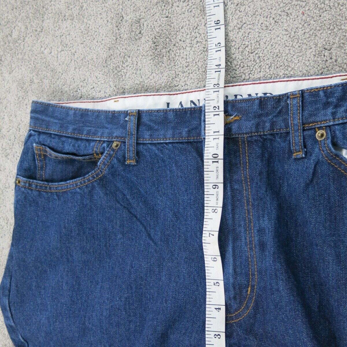 Lands Ends Mens Jeans Boyfriend Relaxed Fit Straight Leg Mid Rise Blue Size 40