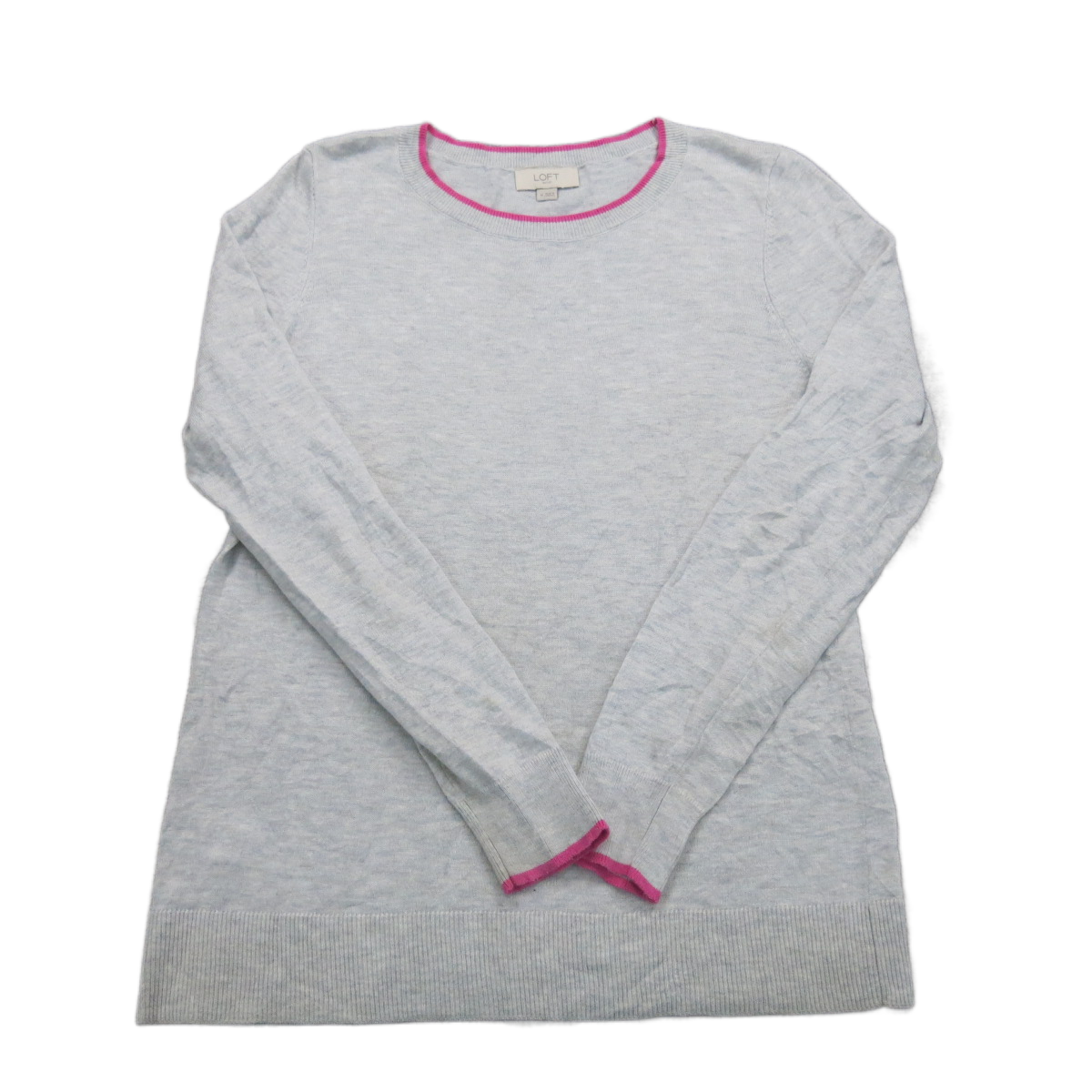 Loft Outlet Women Sweater Knitted Long Sleeve Round Neck Heather Light Gray SZ M