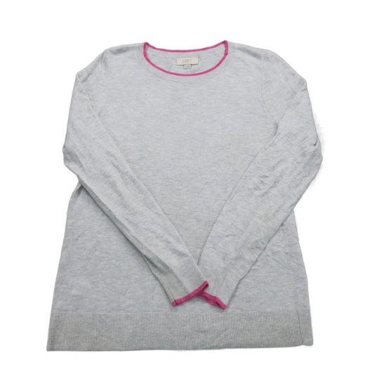 Loft Outlet Women Sweater Knitted Long Sleeve Round Neck Heather Light Gray SZ M