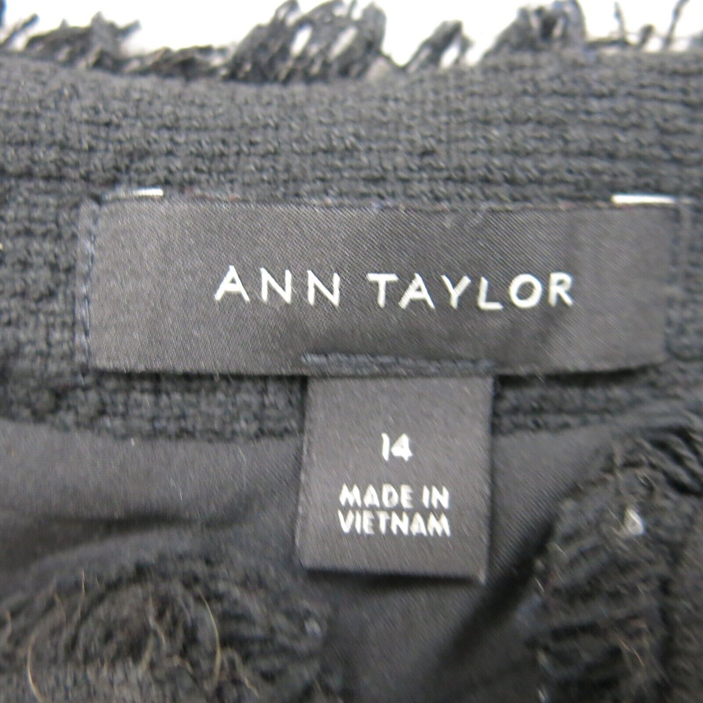 ANN Taylor Womens Blazer Jacket Open Front Flare Long Sleeves Black Size 14