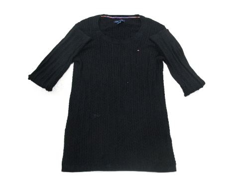 Tommy Hilfiger Womens Pullover Sweater Round Neck Long Sleeves Black Size S/P
