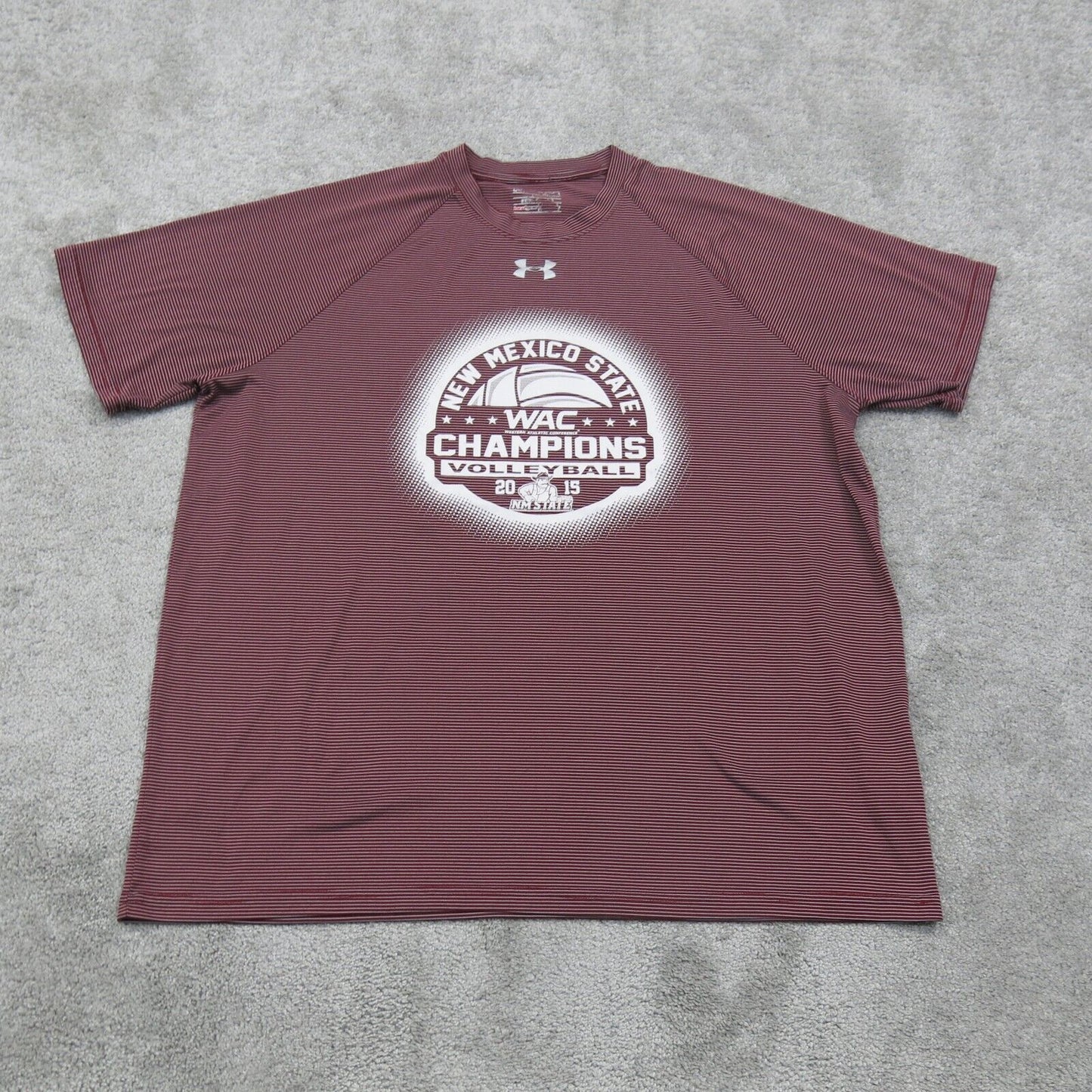 Under Armour Mens Crew Neck T Shirt Short Sleeves Striped Maroon Size X Large