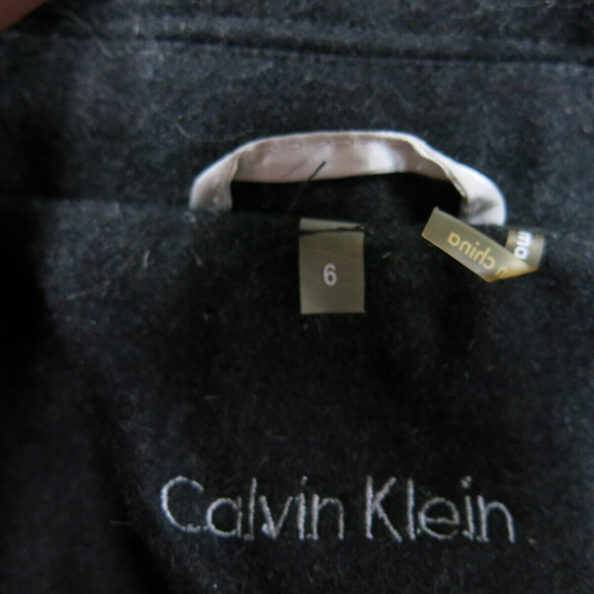 Calvin Klein Womens Pea Coat Double Breasted Long Sleeves Pockets Black Size 6