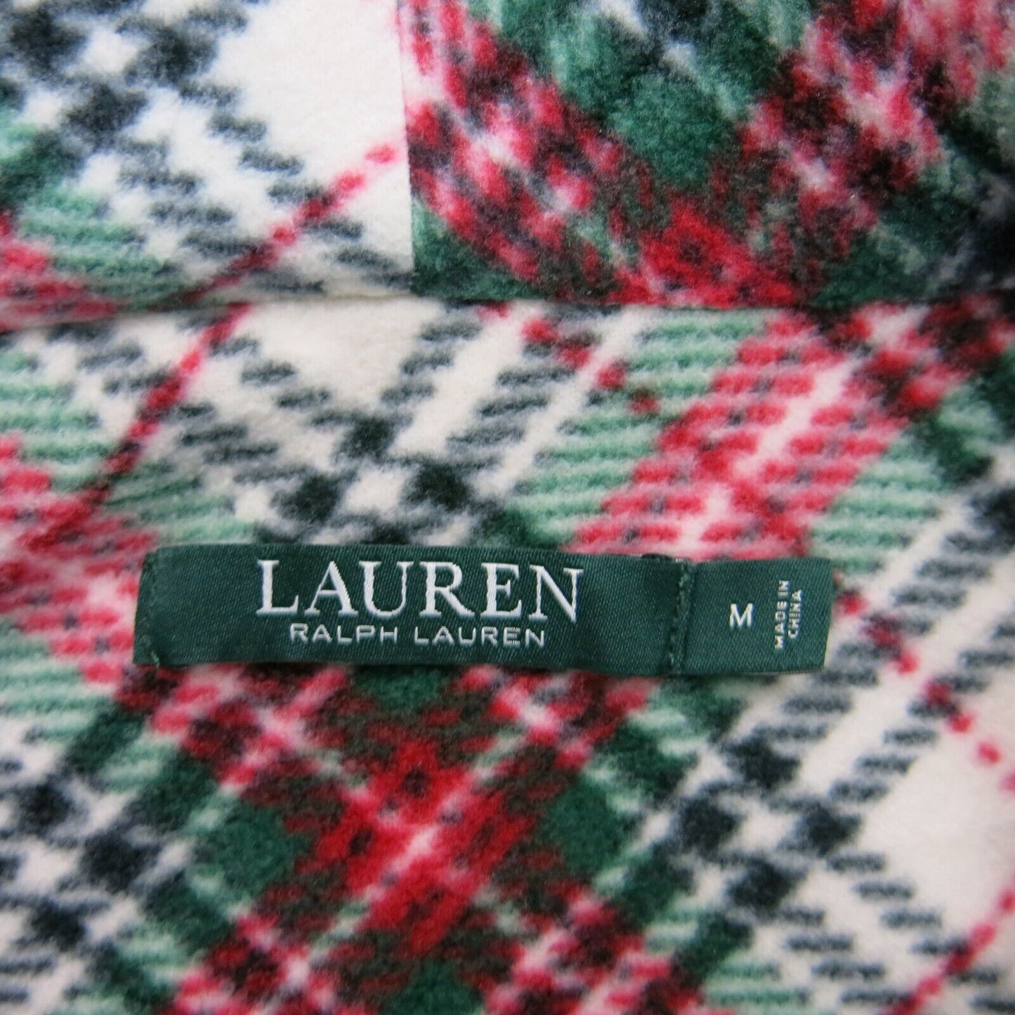 Lauren Ralph Lauren Womens Plaid Pajama Top Tartan Fleece Red White Size Medium