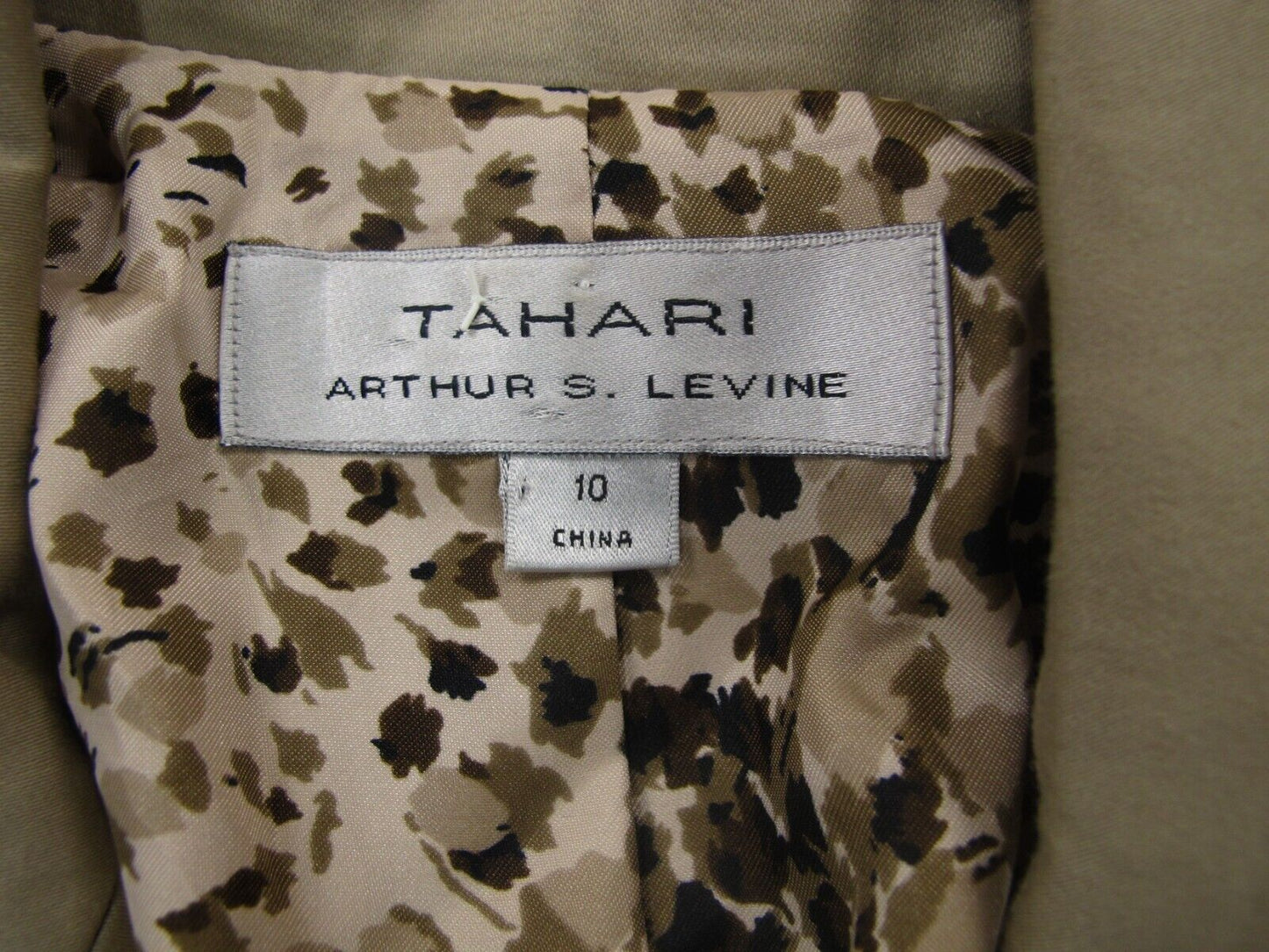 Tahari Womens Pea Coat Double Breasted Long Sleeve Pockets Beige Green Size 10