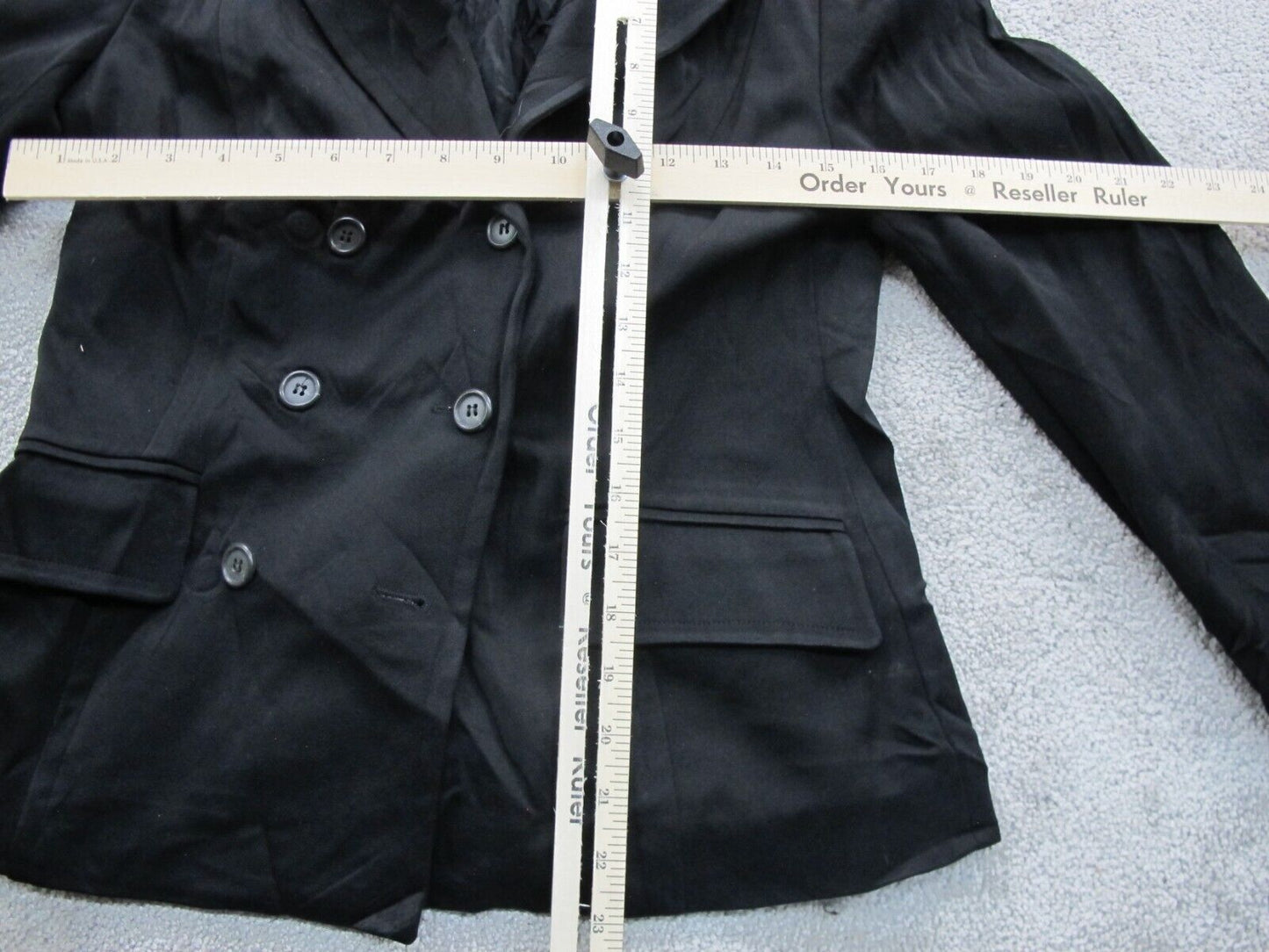 J. Crew Womens Blazer Coat Double Breasted Long Sleeve Pockets Black Size L23