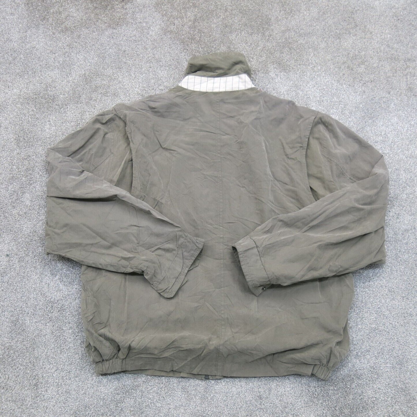 London Fog Mens Full Zip Bomber Jacket Long Sleeve Mock Neck Pocket Gray Size L