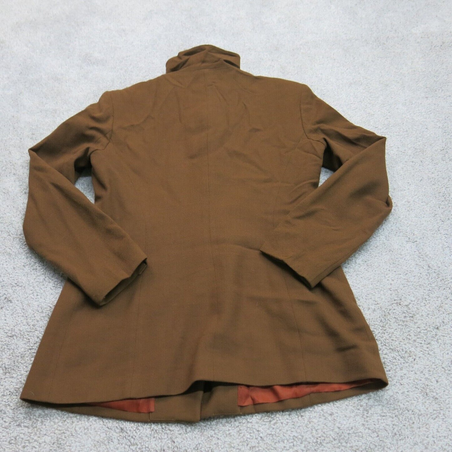 Tahari Womens Trench Coat Button Front Long Sleeve 100% Wool Brown Size 8