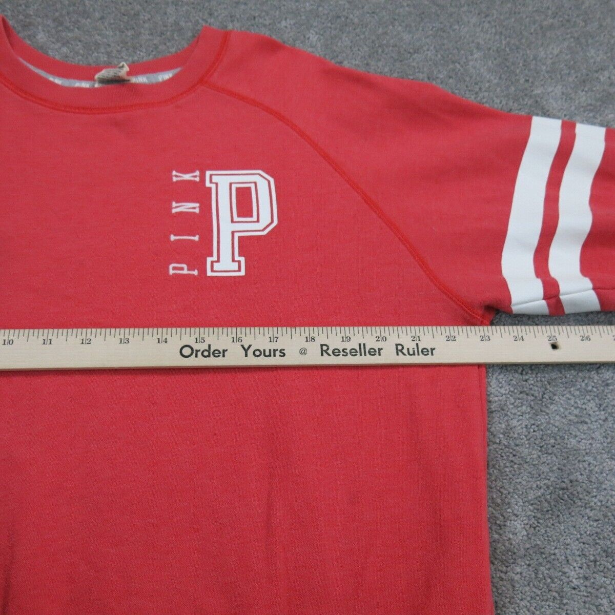 Pink Victorias Secret Womens Sweatshirt Crew Neck Long Sleeve Logo Red SZ Small
