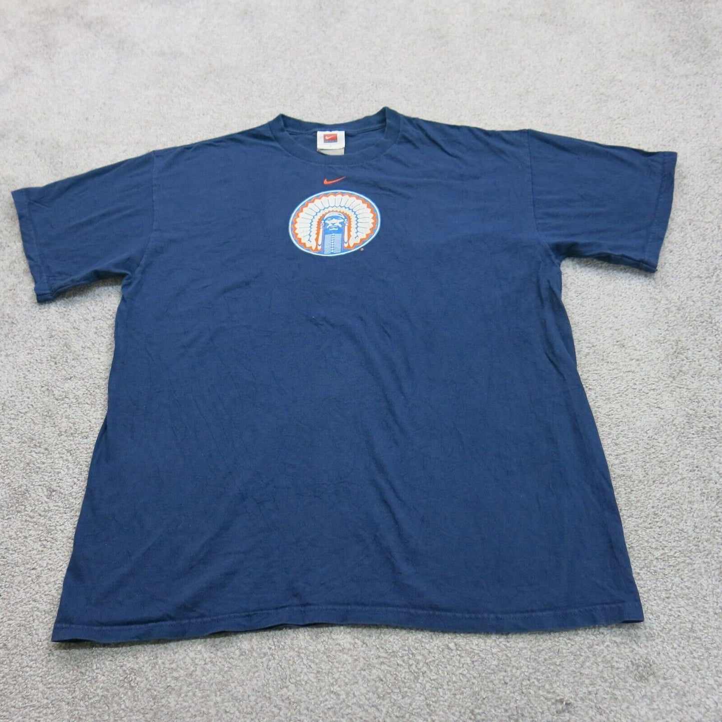 Nike Team Mens Graphic T Shirt Crew Neck Tee Short Sleeves Logo Blue Size Large