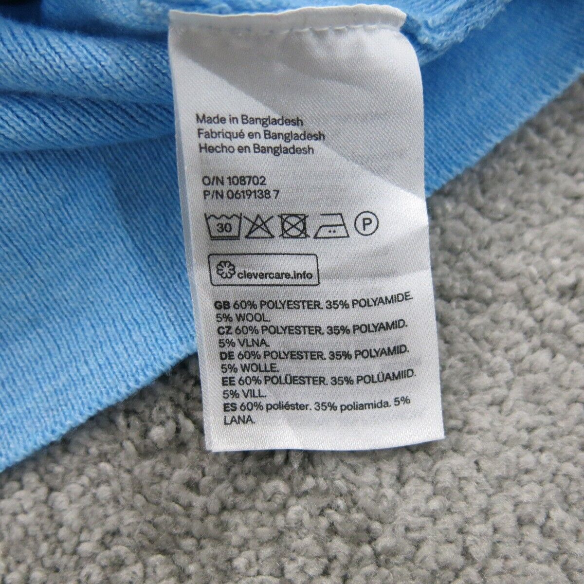H&M Womens Pullover Sweater Knitted Mock Neck Long Sleeves Light Blue SZ X Large