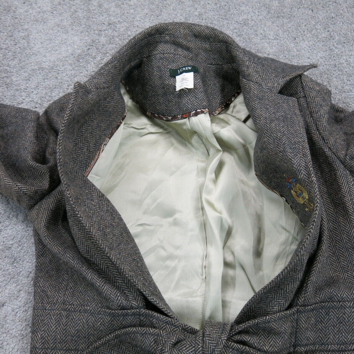 J. Crew Womens Trench Coat Jacket Tie Waist Long Sleeves Gray Size 0