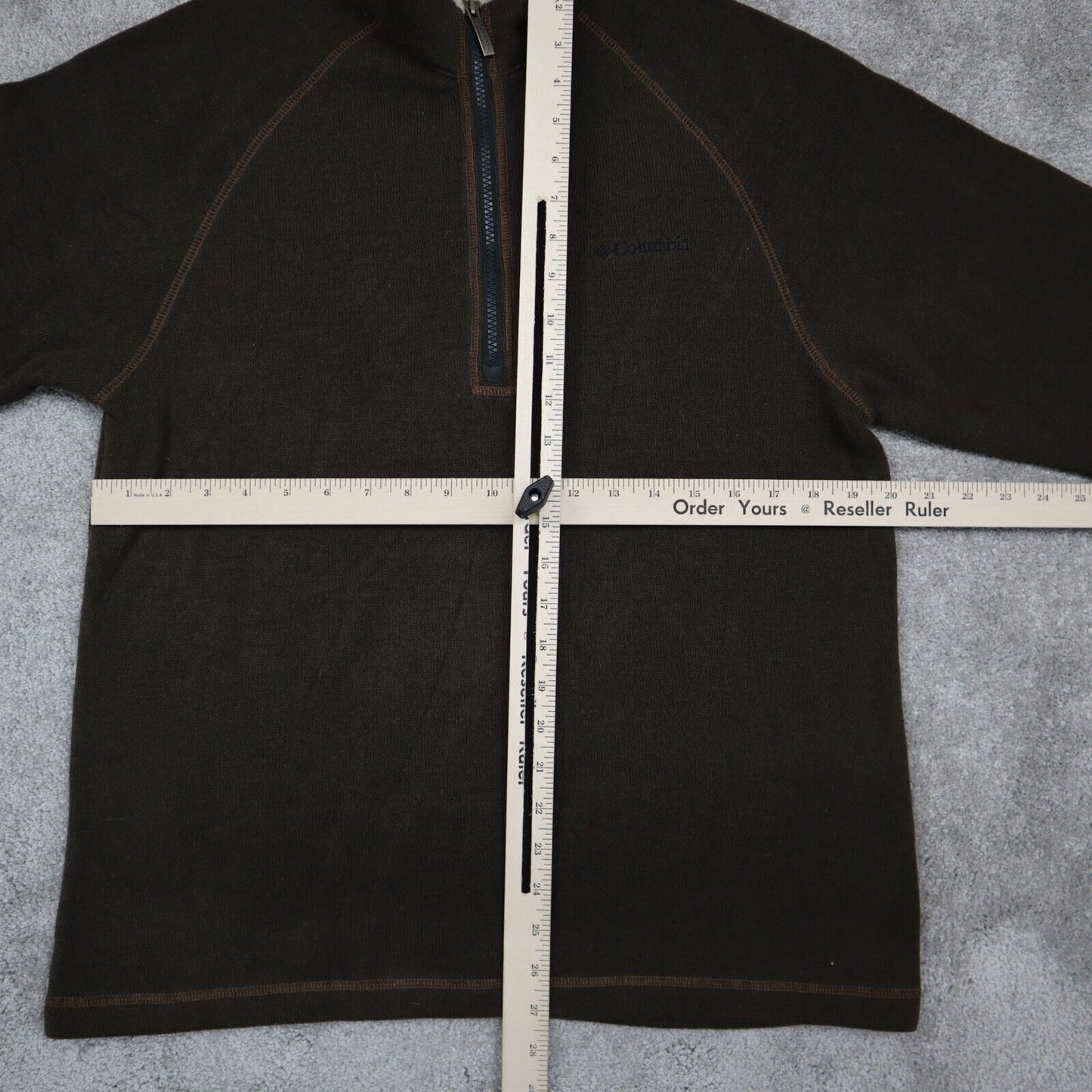 Columbia Mens 3/4 Zip Up Sweatshirt Jacket Casual Long Sleeves Brown Size Medium