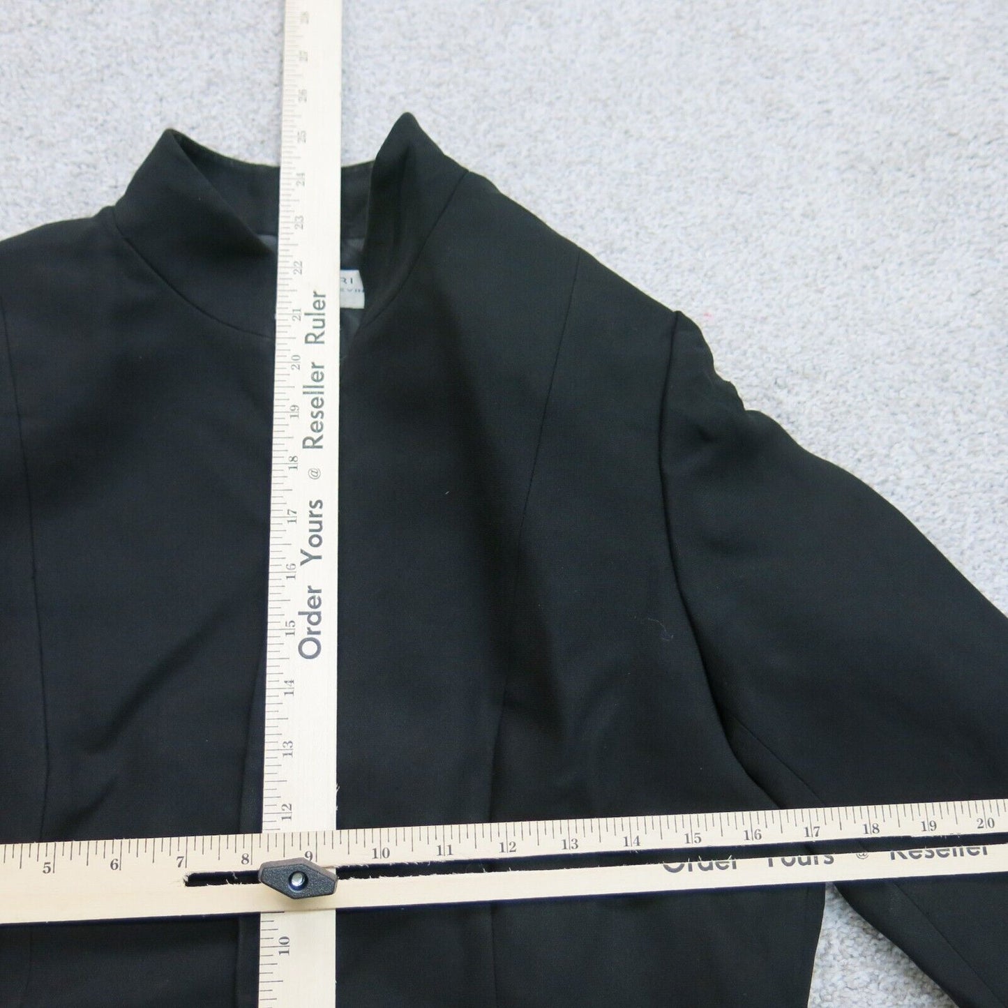Tahari Womens Blazer Coat Jacket Open Front Long Sleeves Black Size 10 Petite