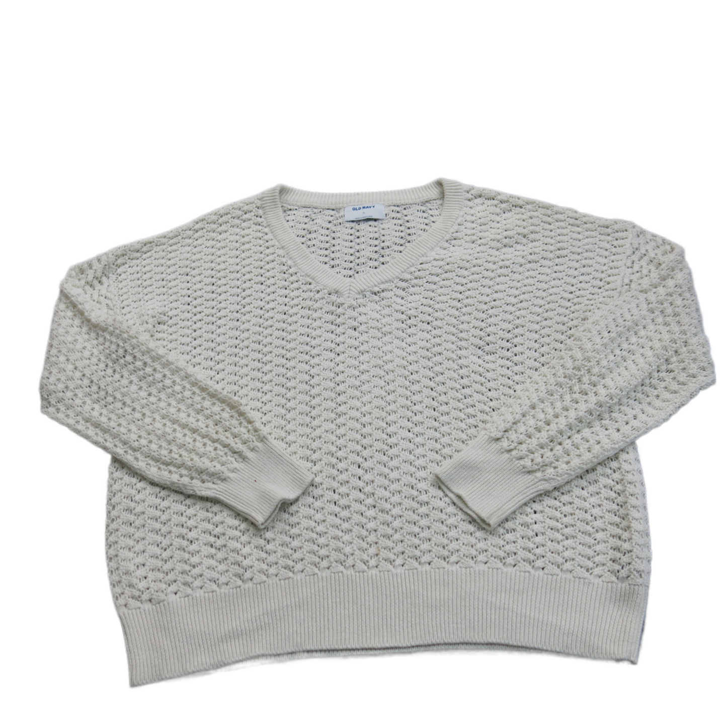 Old Navy Womens Open Knit Sweater Long Sleeves V Neck Stretch White Size X Large