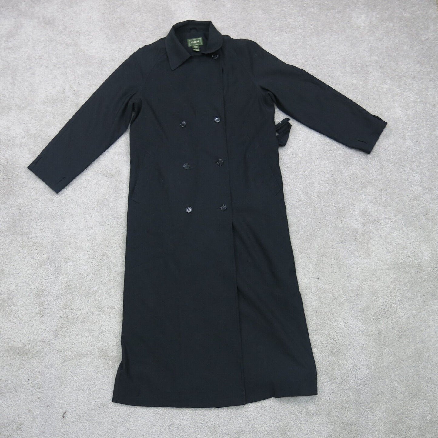L.L Bean Womens Long Pea Coat Double Breasted Long Sleeve Black Size Small