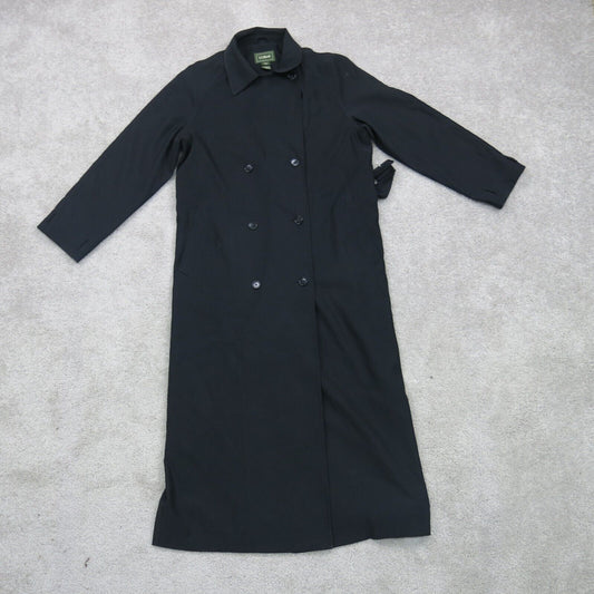 L.L Bean Womens Long Pea Coat Double Breasted Long Sleeve Black Size Small