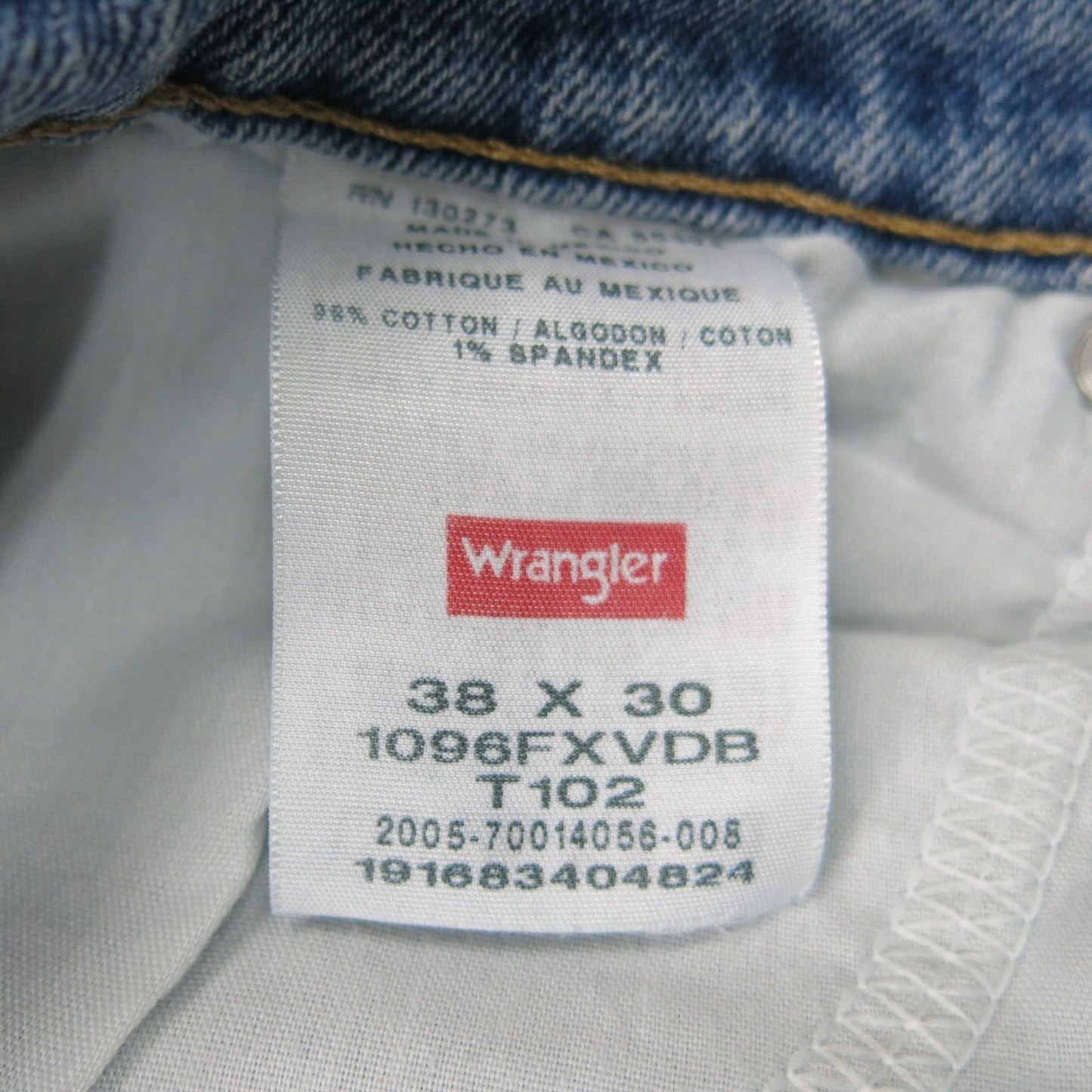 Wrangler Mens Jeans Straight Leg Mid Rise 100% Cotton Pockets Blue Size W38XL30
