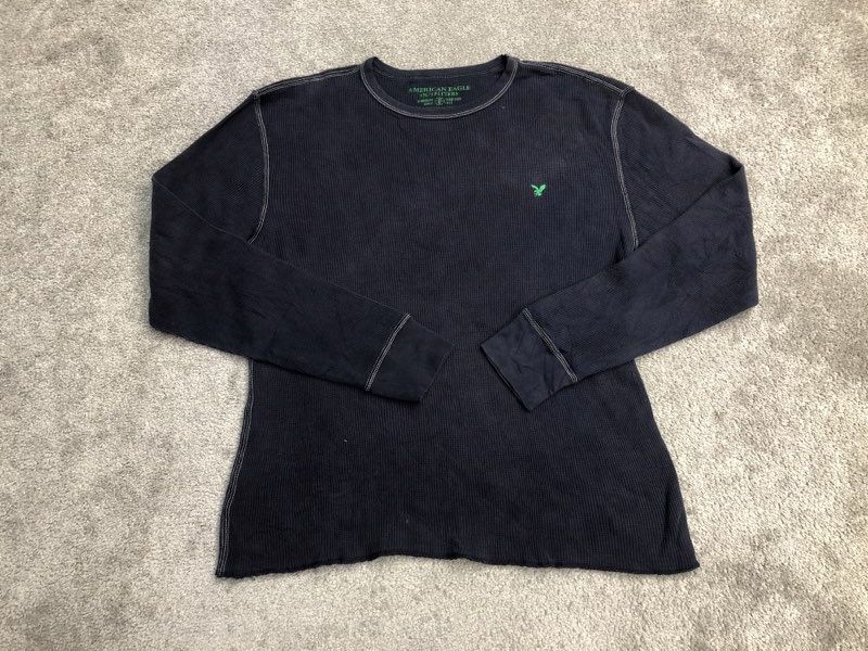 American Eagle Sweatshirt Mens Medium Black 100% Cotton Standard Fit Sweater