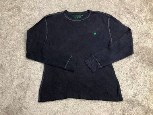 American Eagle Sweatshirt Mens Medium Black 100% Cotton Standard Fit Sweater