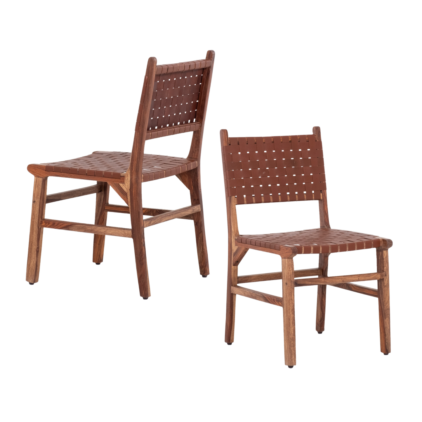 Upholstered Dining Chair with Open Back and Wood Frame, Set of 2