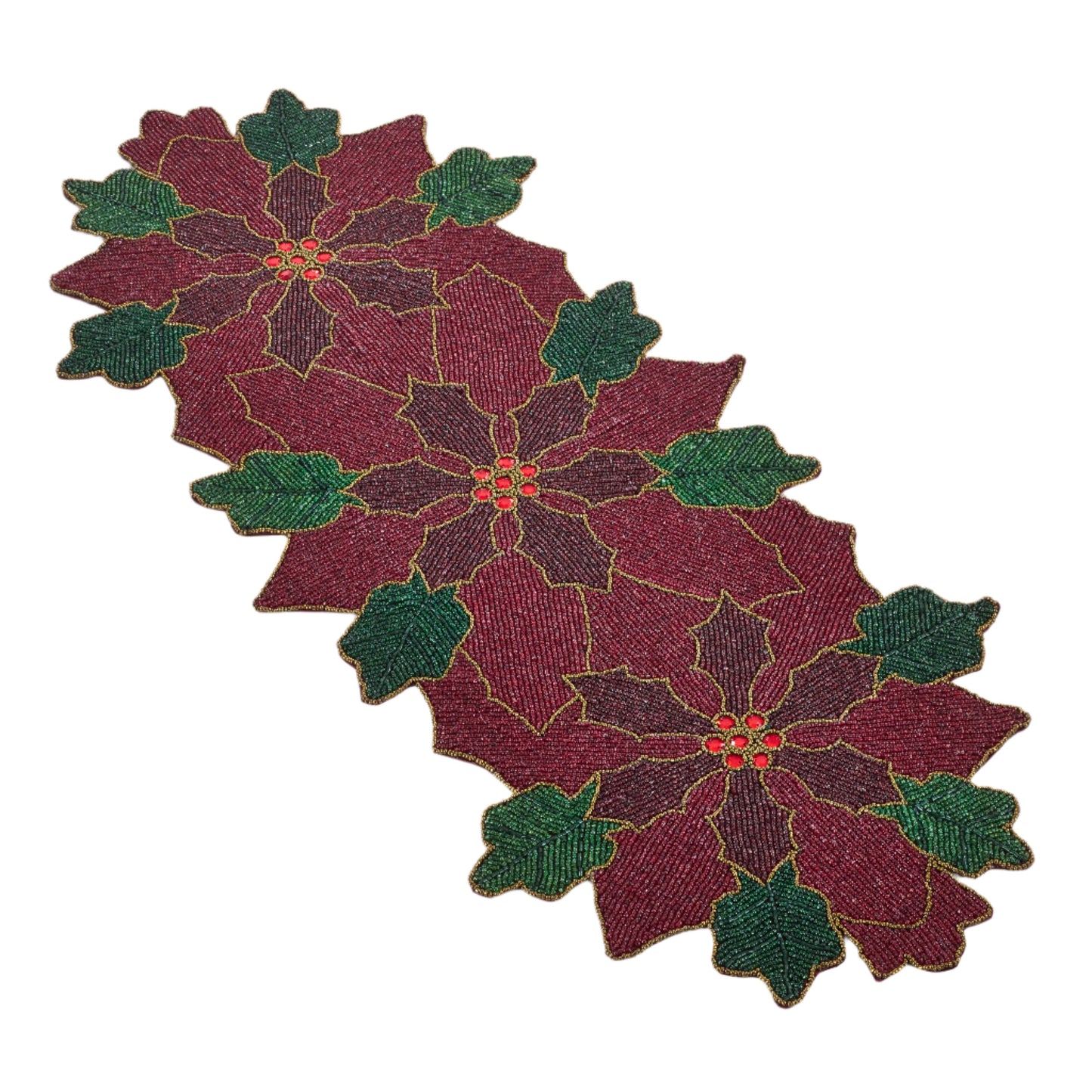 Beaded Poinsettia Table Runner