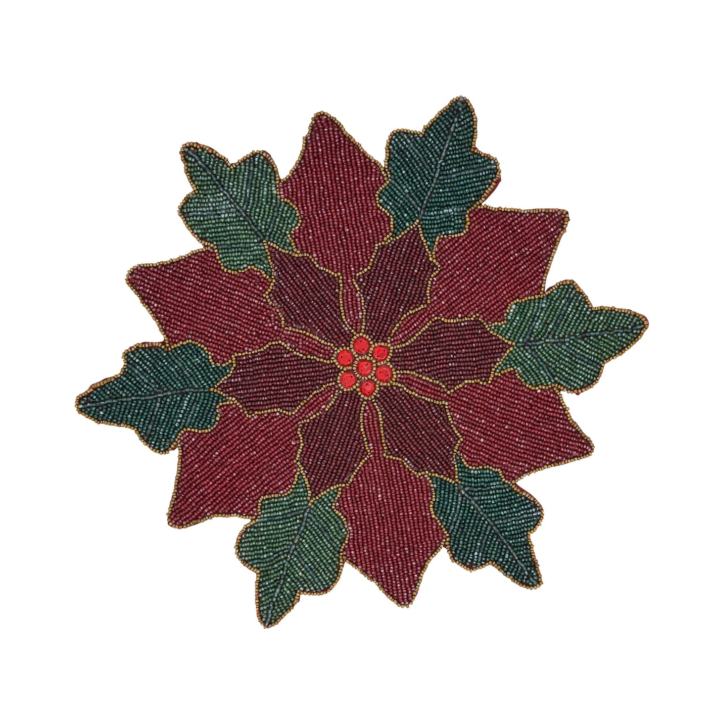 Beaded Poinsettia Placemats, Set of 4