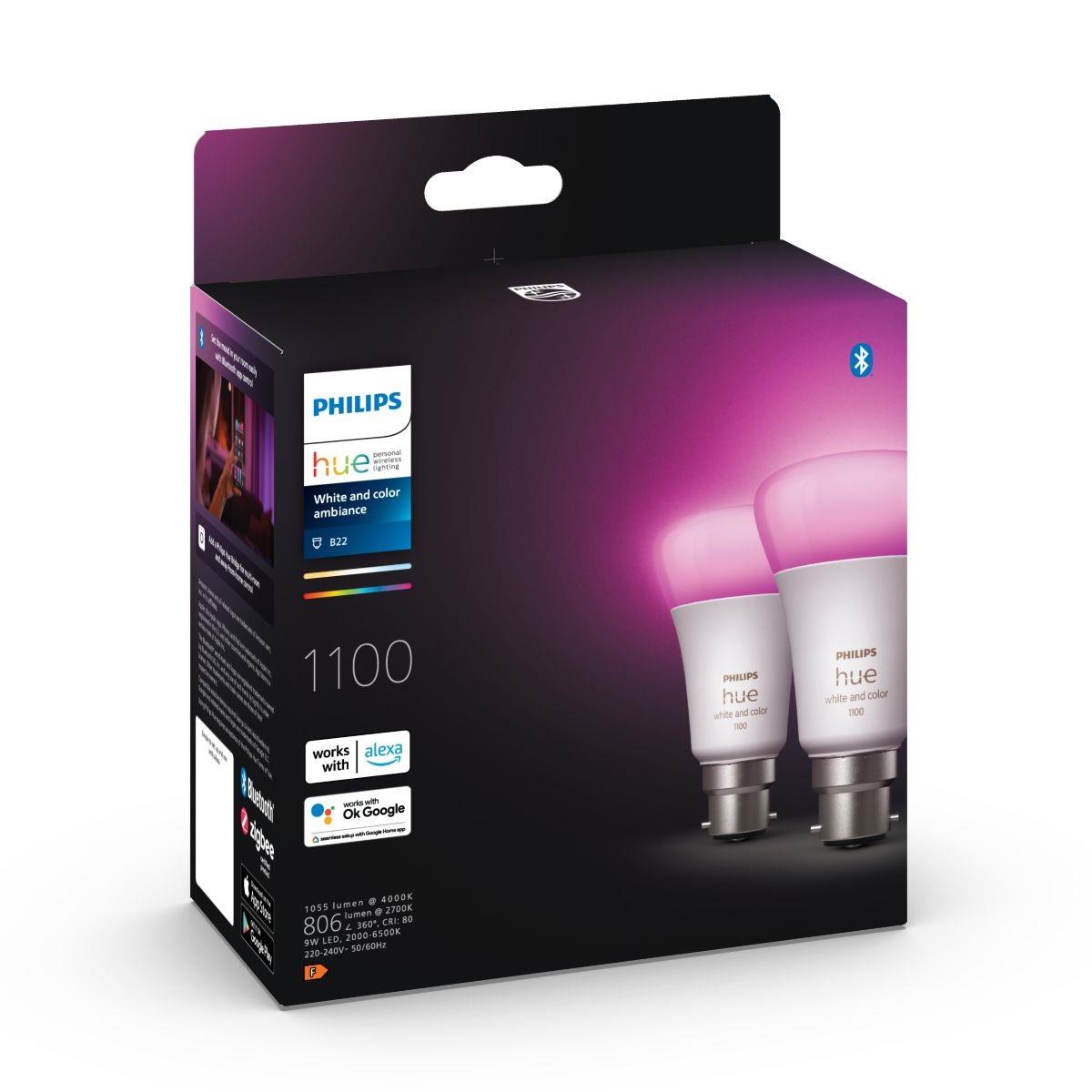 Philips Hue B22 A60 75W Colour Bulb [2 Pack]
