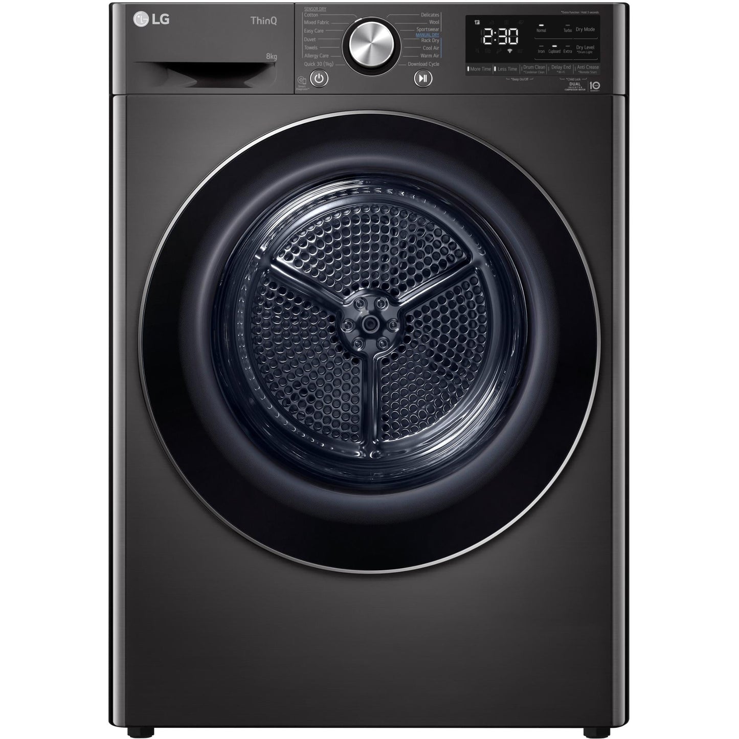LG DVH9-08B Series 9 8kg Heat Pump Dryer with Inverter Control (Black Steel)