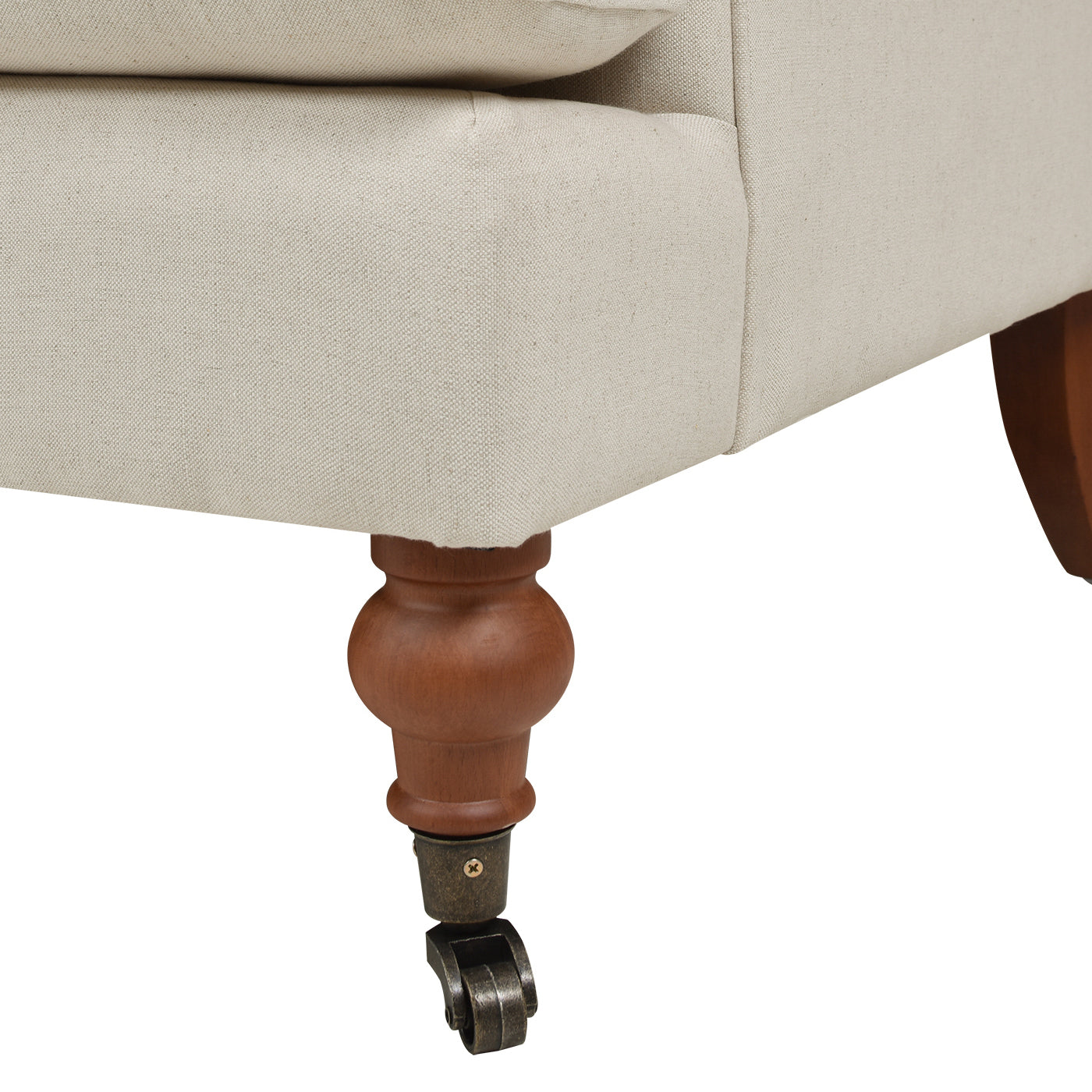 Cobaltex Upholstered Arm Chair with Metal Casters and Rolled Arms