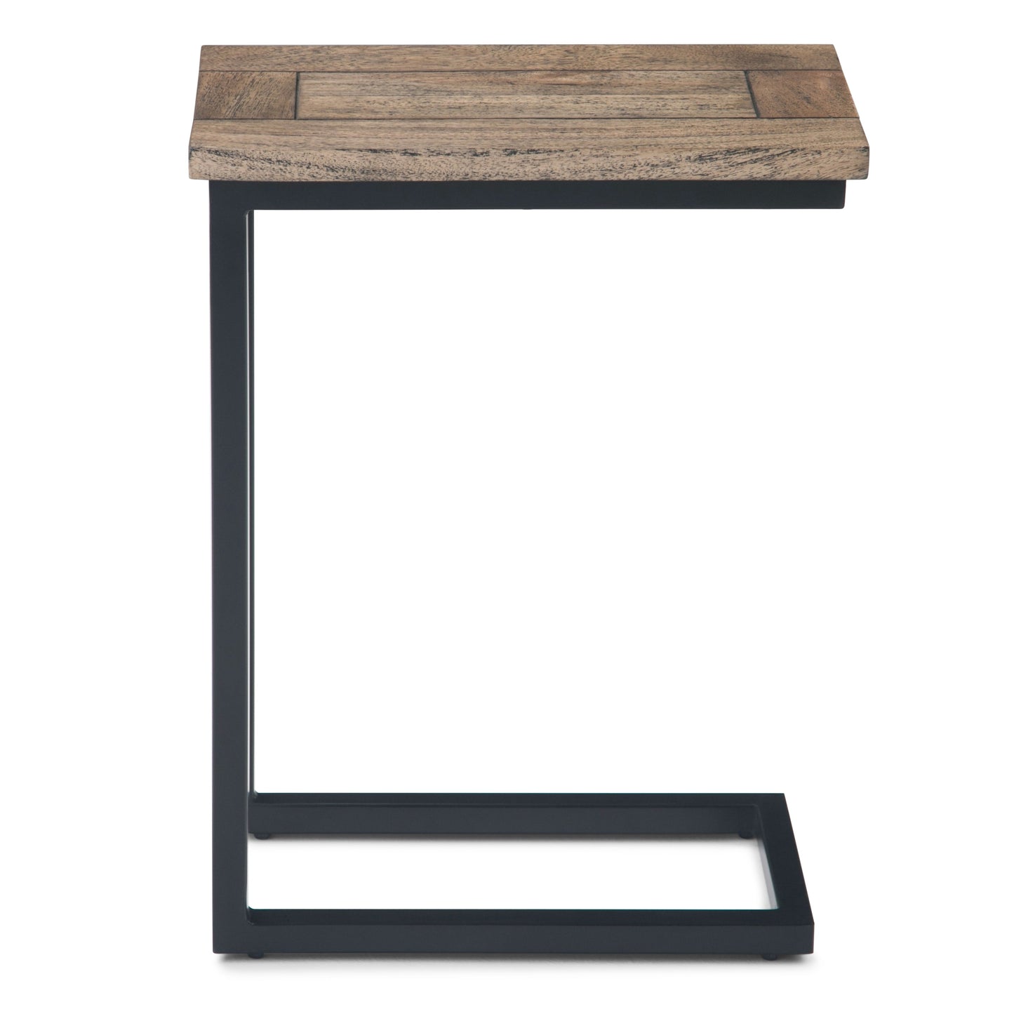 Haloed Side Table with C-Shaped Design and Metal Frame