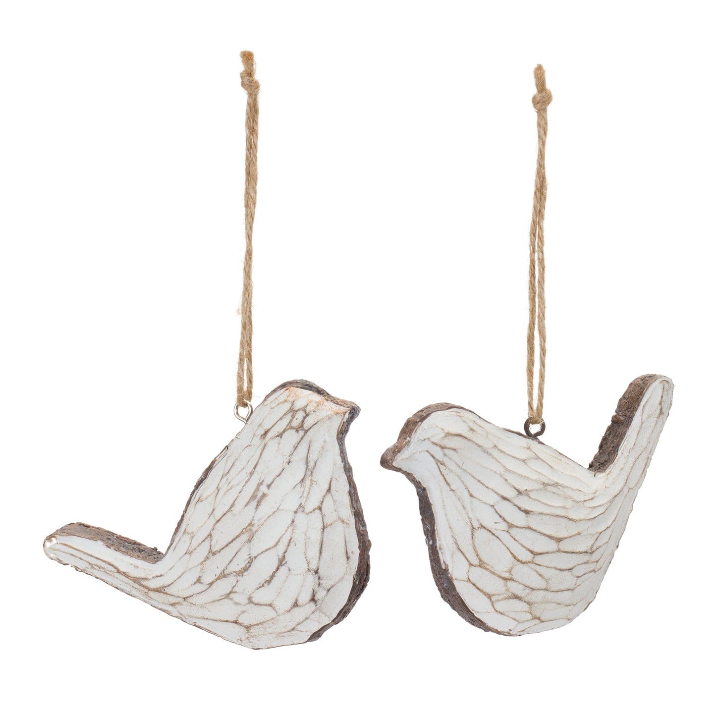 Carved Bird Ornament, Set of 12