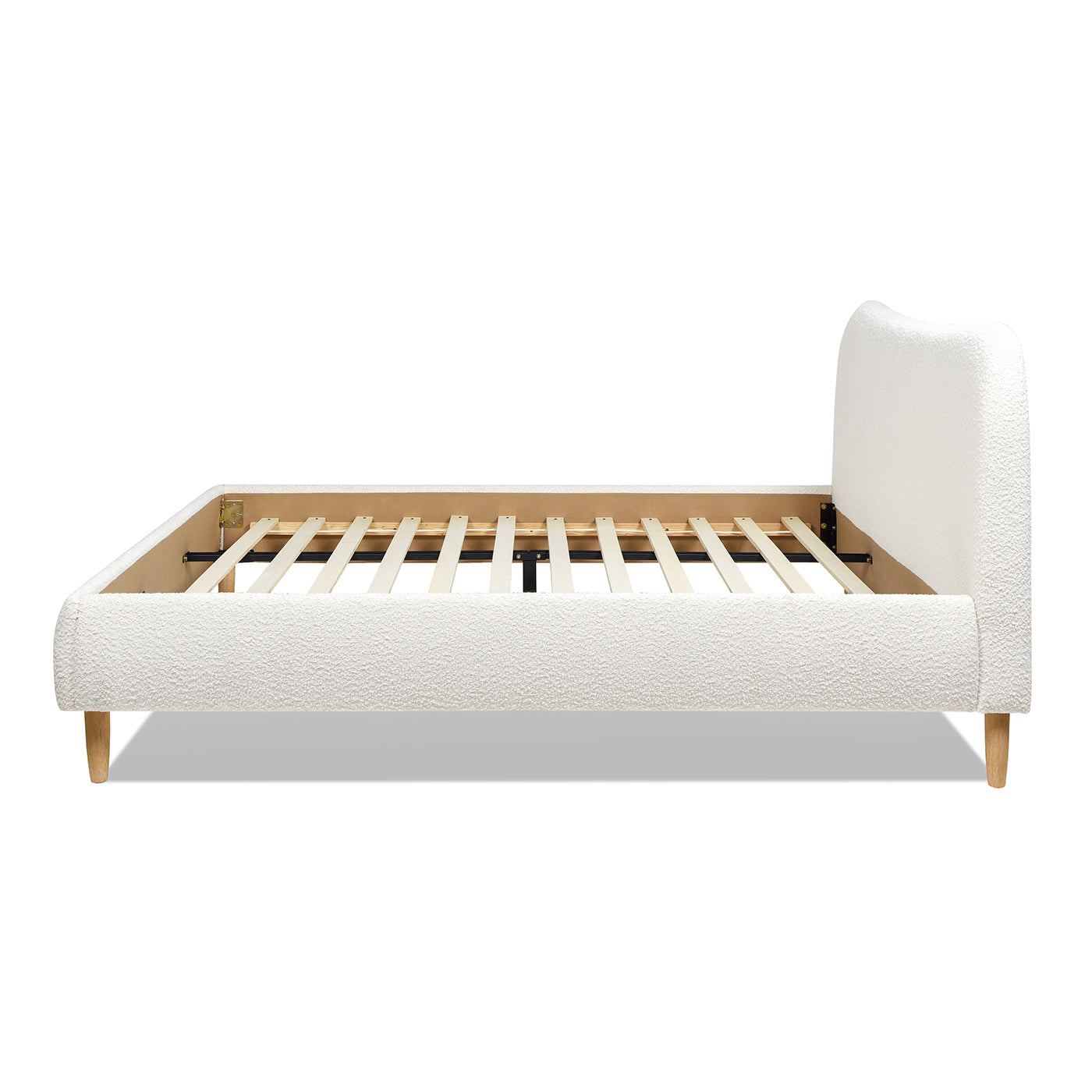Enchantr Upholstered Platform Bed with Curved Headboard and Wood Frame