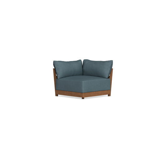 Modular Bondi Espresso Corner Chair in Slate Blue | Memory Foam Blend