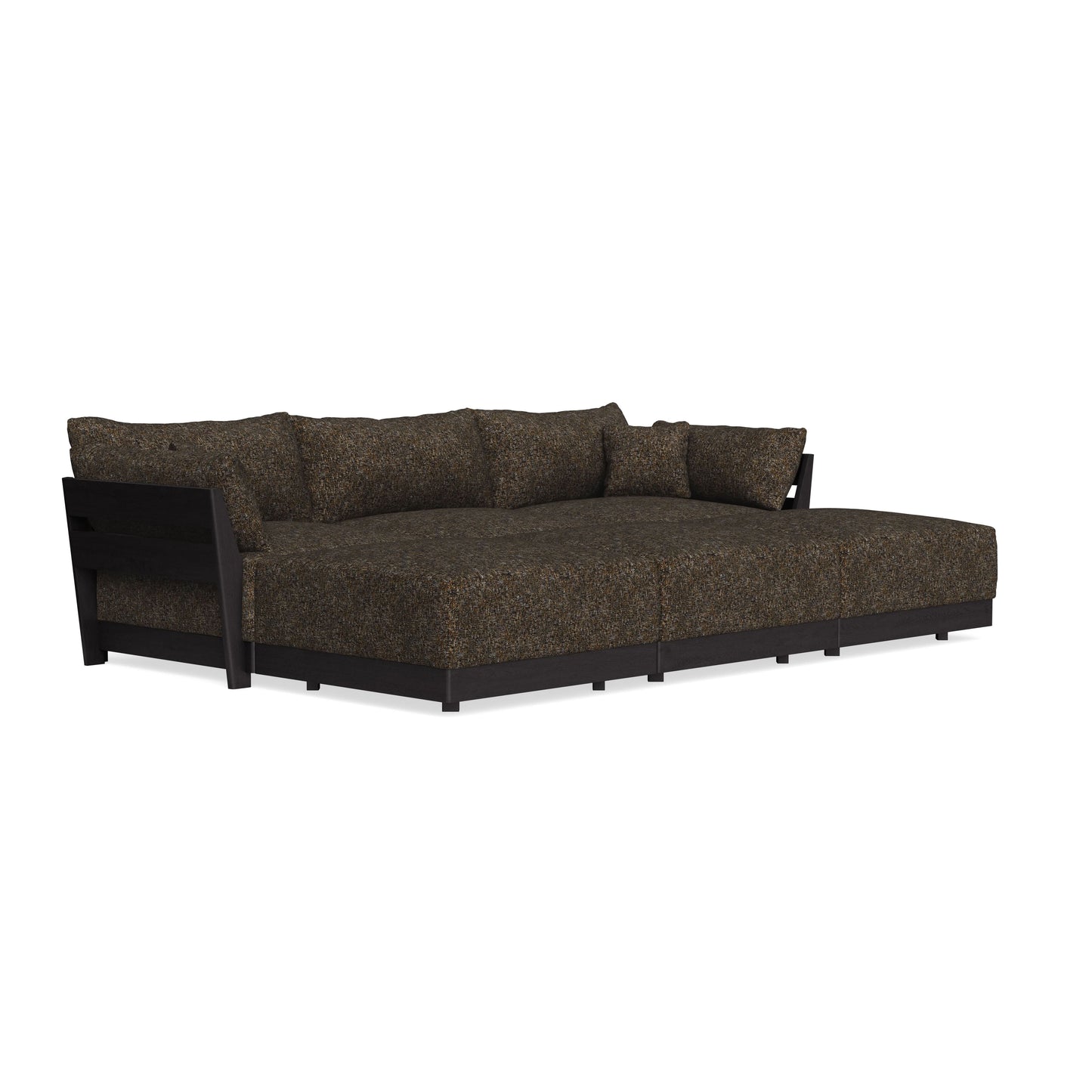 Modular Bondi Black 3-Seater Daybed Sofa Sectional in Phantom | Memory Foam Blend