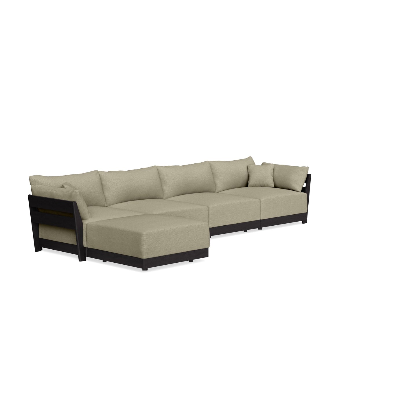 Modular Bondi Black 4-Seater Sectional in Cappuccino | Memory Foam Blend