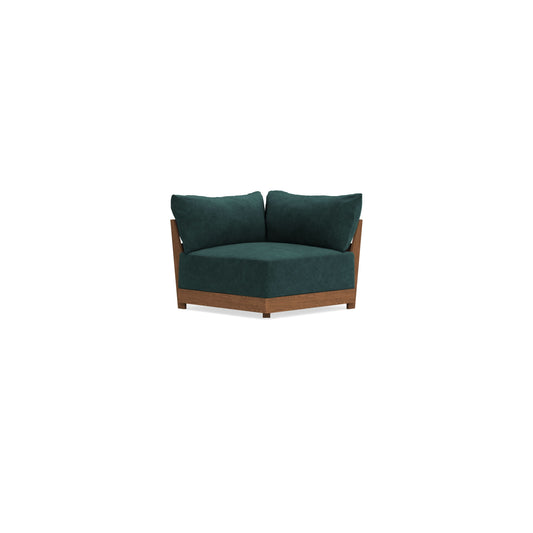 Modular Bondi Espresso Corner Chair in Harbor Blue | Memory Foam Blend