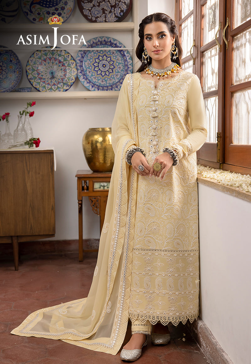 AJSW-09 EMBROIDERED LAWN SILK 3 PCS