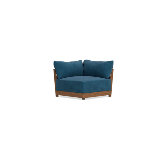 Modular Bondi Espresso Corner Chair in Commodore Blue | Memory Foam Blend