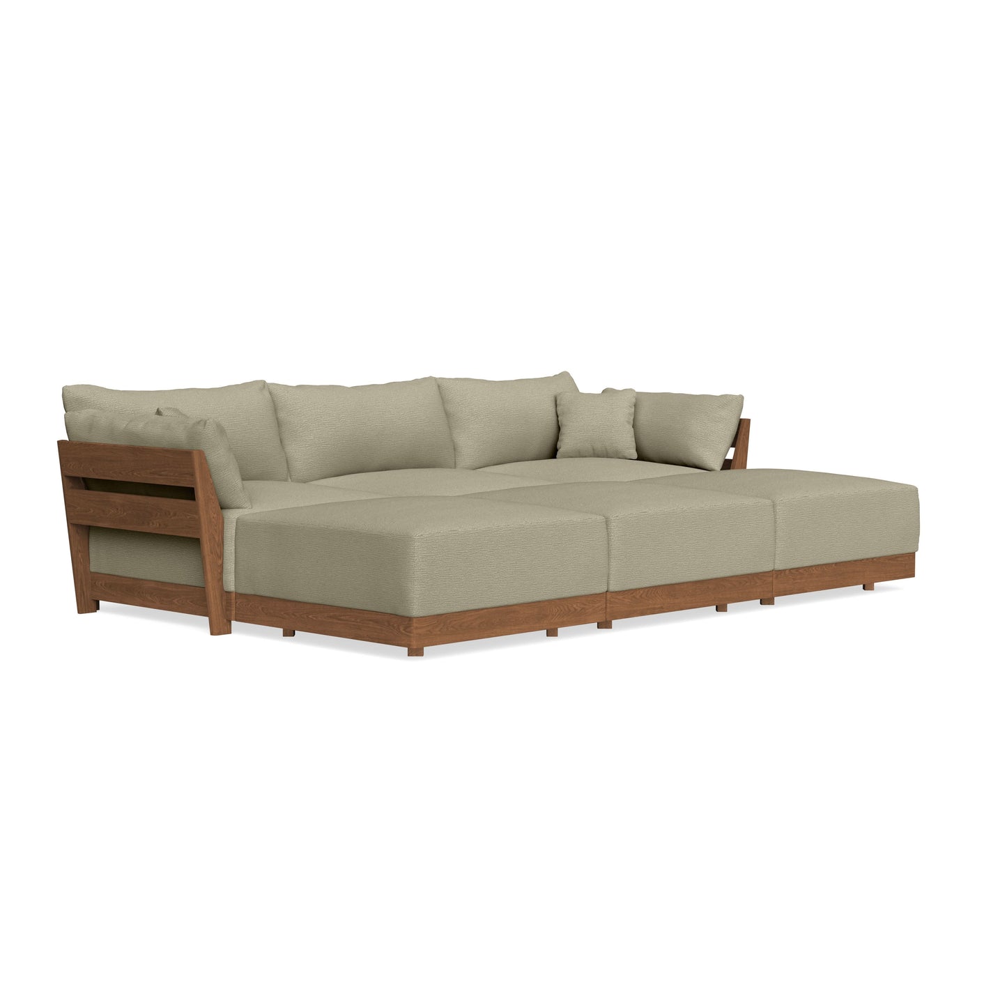 Modular Bondi Espresso 3-Seater Daybed Sofa Sectional in Cappuccino | Memory Foam Blend