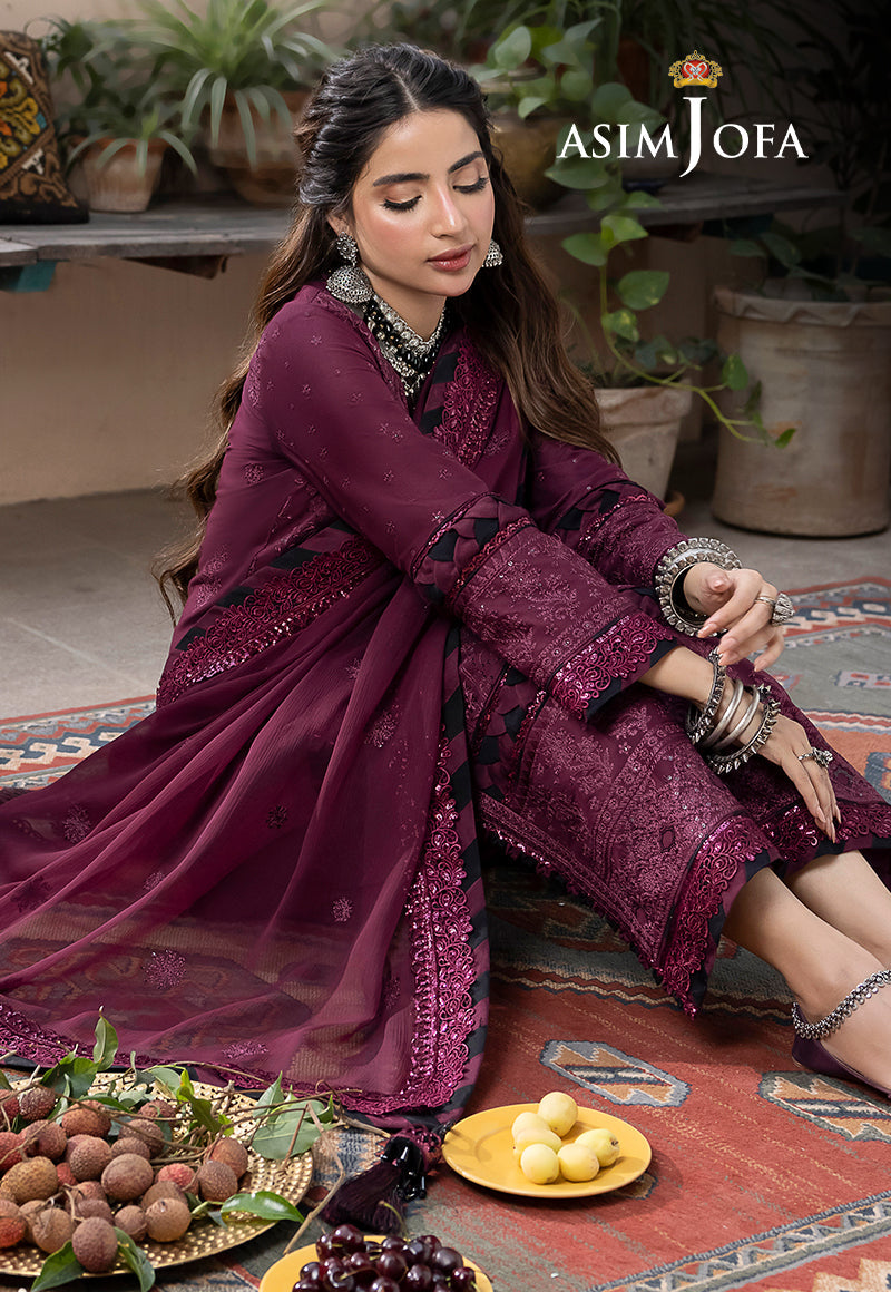 AJSWP-05 EMBROIDERED LAWN SILK 3 PCS STITCHED