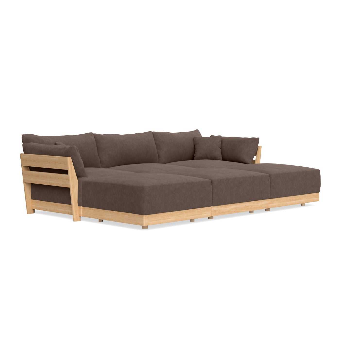 Modular Bondi Latte 3-Seater Daybed Sofa Sectional in Chocolate | Memory Foam Blend