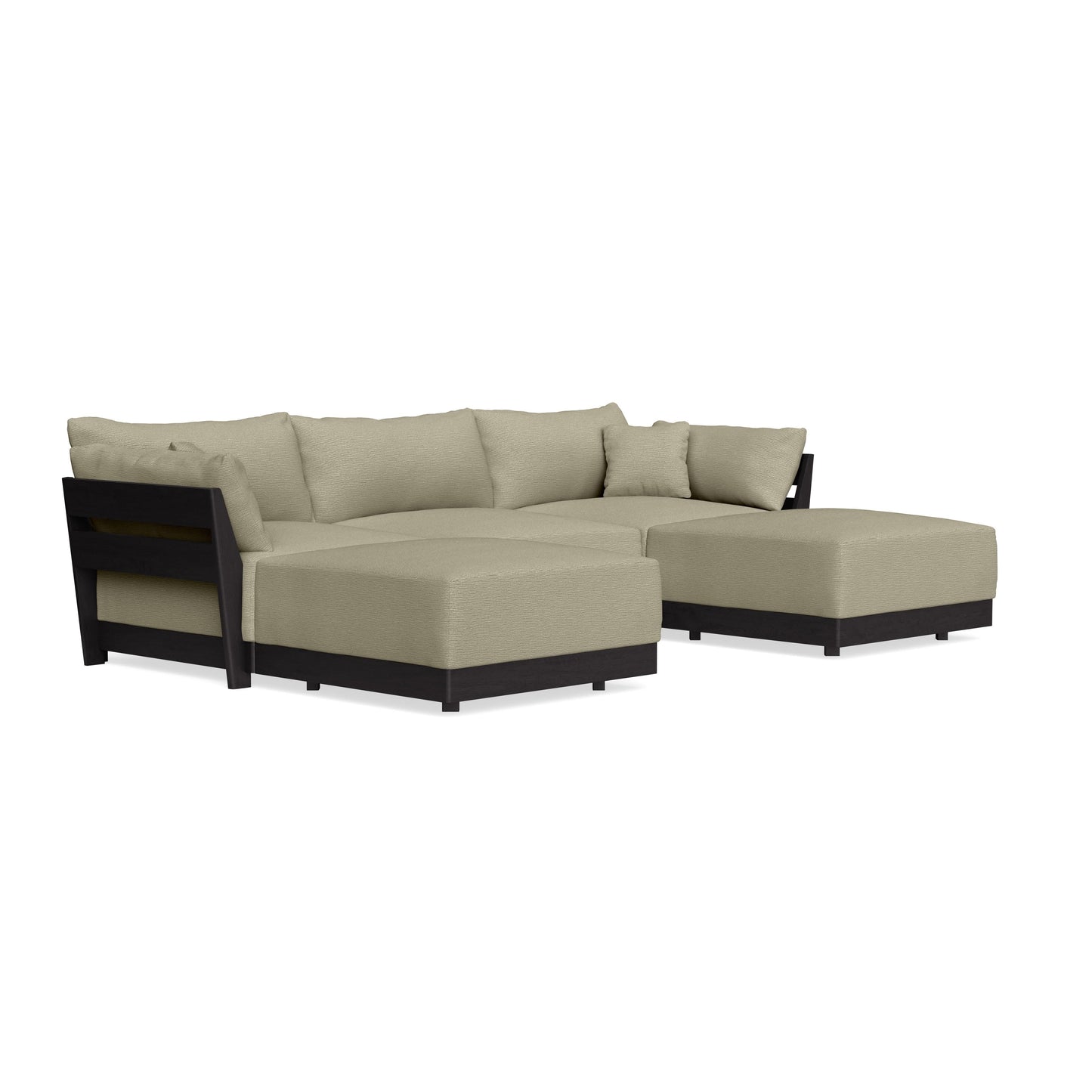 Modular Bondi Black 3-Seater U-Sectional in Cappuccino | Memory Foam Blend